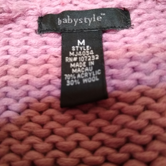 Baby Style Rose Pink Semi Open Sweater Cardigan Drawstring Wool Blend Medium - Picture 10 of 11